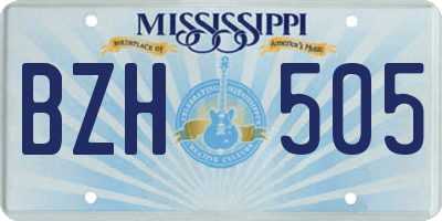 MS license plate BZH505