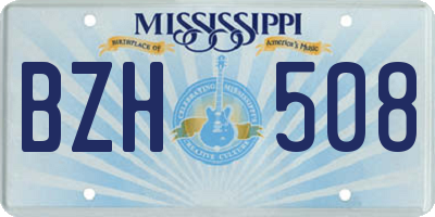 MS license plate BZH508