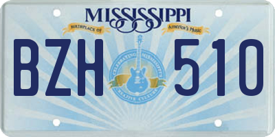 MS license plate BZH510