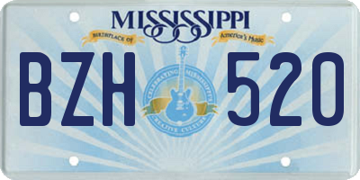 MS license plate BZH520