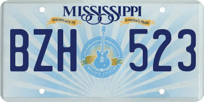 MS license plate BZH523