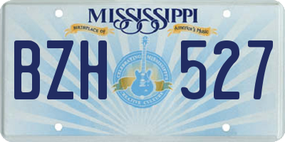 MS license plate BZH527