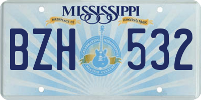 MS license plate BZH532