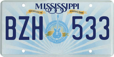 MS license plate BZH533