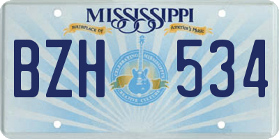MS license plate BZH534