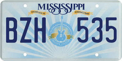 MS license plate BZH535