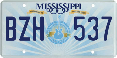 MS license plate BZH537