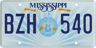 MS license plate BZH540