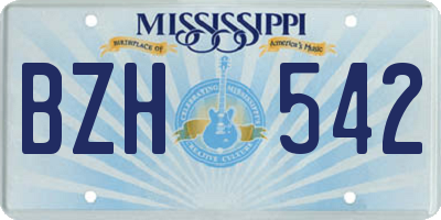 MS license plate BZH542