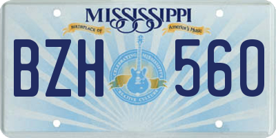MS license plate BZH560