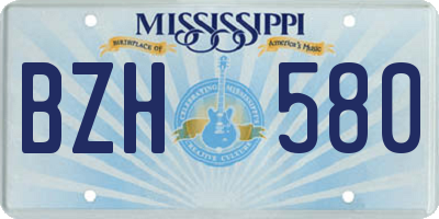 MS license plate BZH580