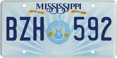 MS license plate BZH592