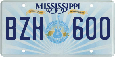 MS license plate BZH600