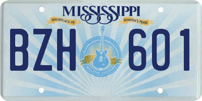 MS license plate BZH601