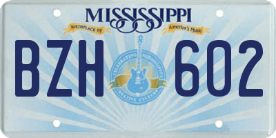 MS license plate BZH602