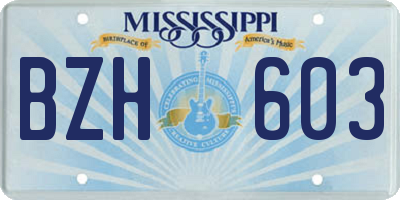 MS license plate BZH603