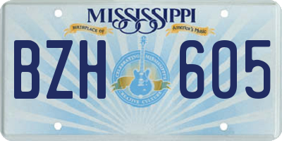 MS license plate BZH605
