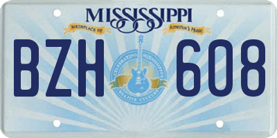 MS license plate BZH608