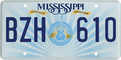 MS license plate BZH610