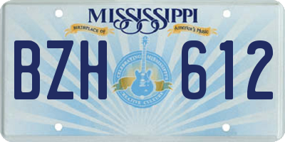 MS license plate BZH612