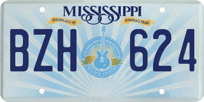 MS license plate BZH624