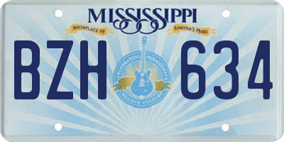 MS license plate BZH634
