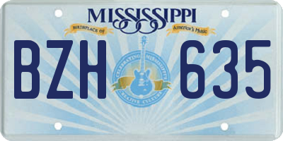 MS license plate BZH635