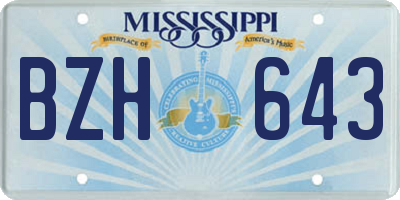 MS license plate BZH643