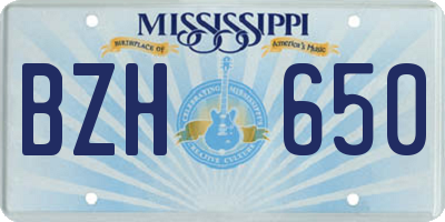 MS license plate BZH650