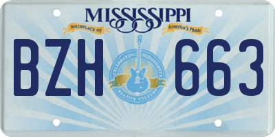 MS license plate BZH663