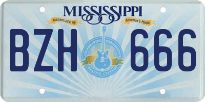 MS license plate BZH666