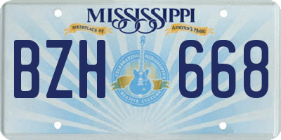 MS license plate BZH668
