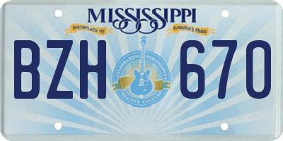 MS license plate BZH670