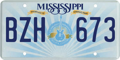 MS license plate BZH673