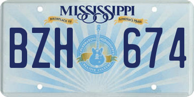 MS license plate BZH674