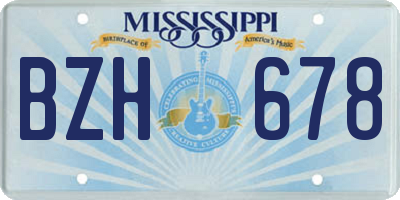 MS license plate BZH678
