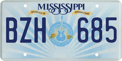 MS license plate BZH685