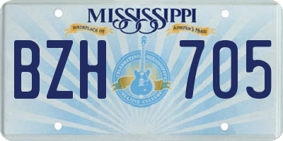 MS license plate BZH705