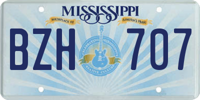 MS license plate BZH707