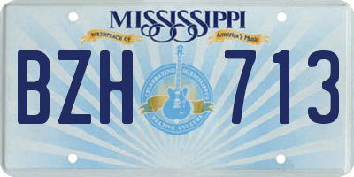 MS license plate BZH713