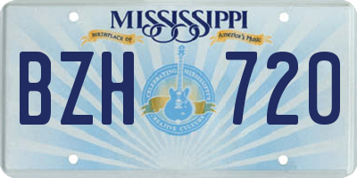 MS license plate BZH720