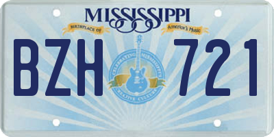 MS license plate BZH721