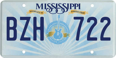 MS license plate BZH722