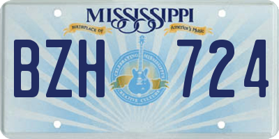 MS license plate BZH724