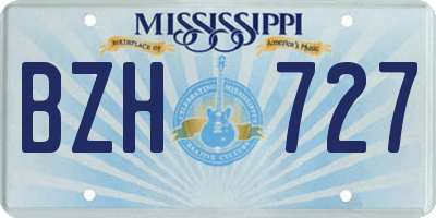 MS license plate BZH727