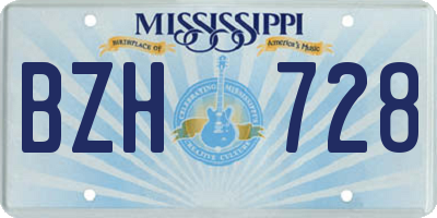 MS license plate BZH728