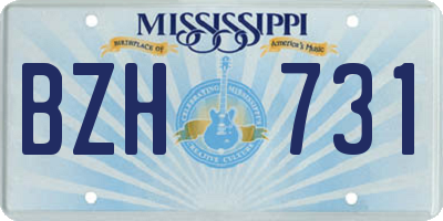 MS license plate BZH731
