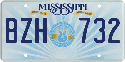 MS license plate BZH732