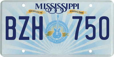 MS license plate BZH750
