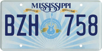 MS license plate BZH758